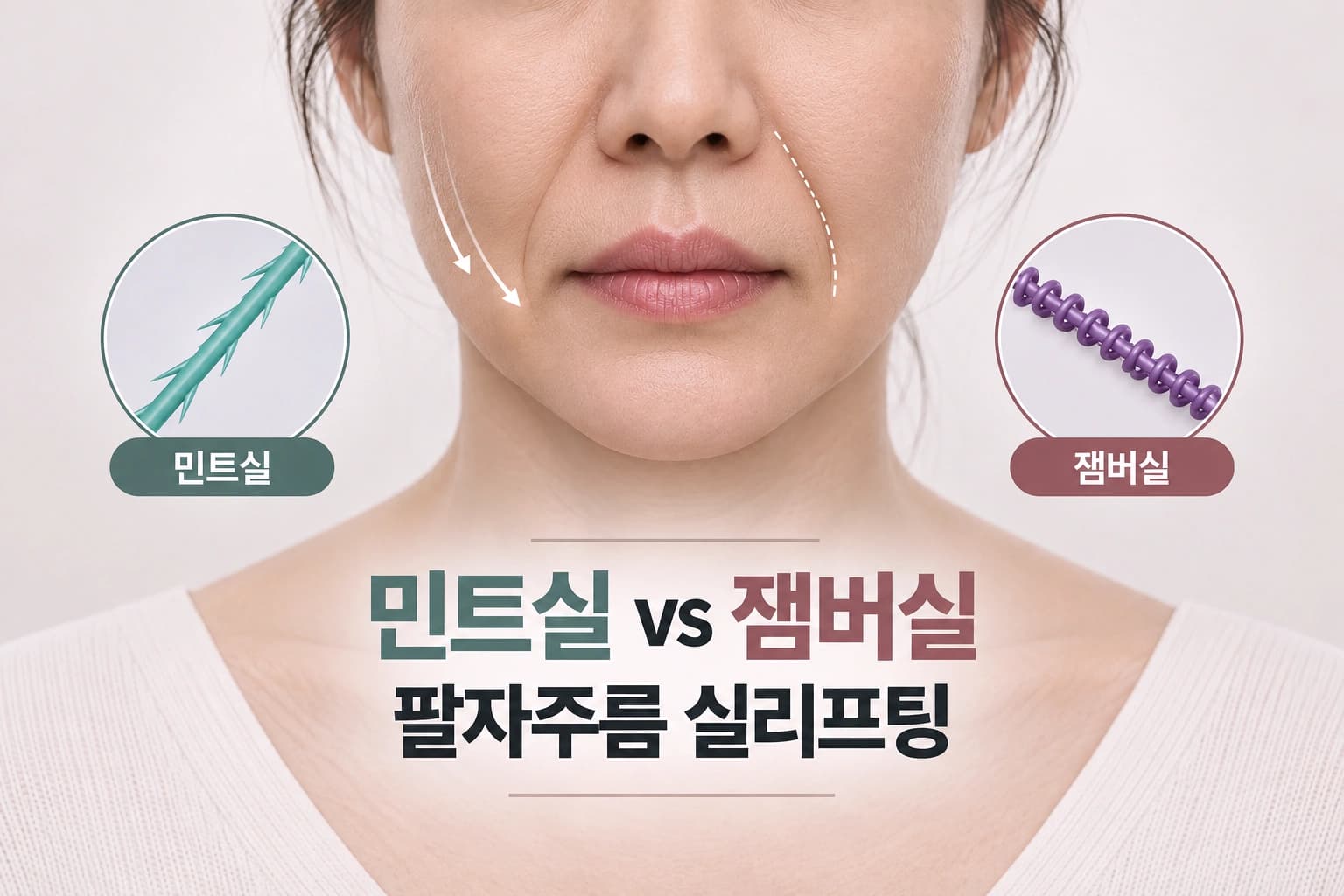 팔자주름에 따라 민트실과 잼버실 선택 기준을 안내하는 컨텐츠